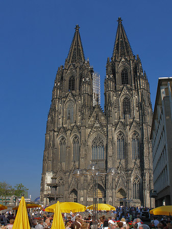 Fotos gelbe Sonnenschirme vor Kölner Dom | Köln