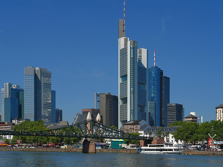 Skyline von Frankfurt mit eisernem Steg