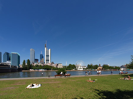 Skyline von Frankfurt mit Sachsenhausener Ufer