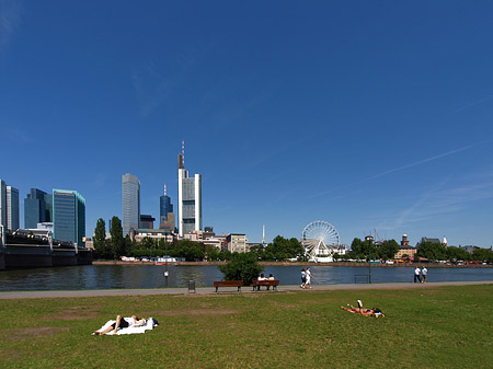 Skyline von Frankfurt mit Sachsenhausener Ufer Foto 