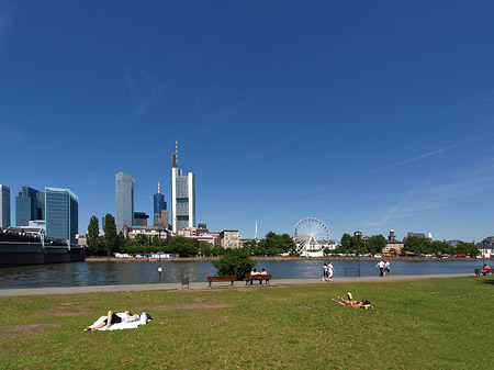 Skyline von Frankfurt mit Sachsenhausener Ufer Fotos