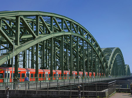 Hohenzollernbrücke mit Zug Fotos