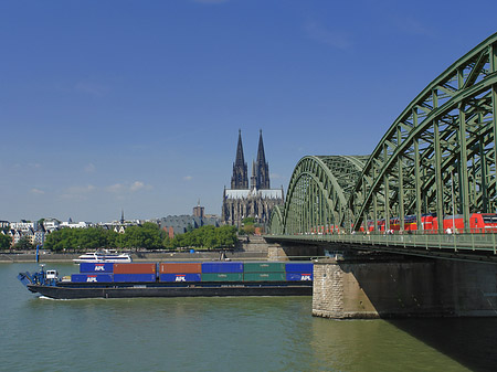 Schiff unter der Hohenzollernbrücke